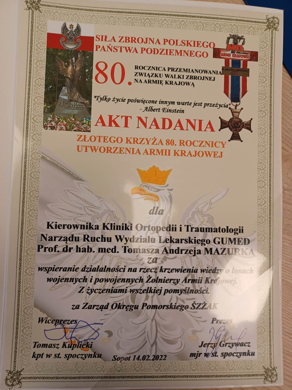 Za szczególną opiekę okazywaną kombatantom. Wyróżnienie dla szpitalnego oddziału w Copernicusie .