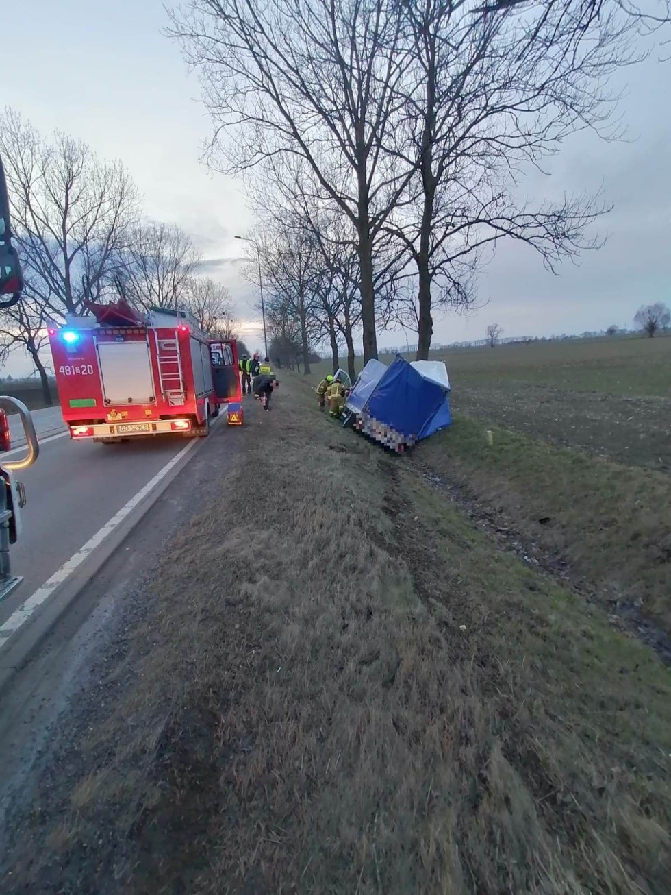 DK22. Samochód dostawczy w rowie – jedna osoba poszkodowana.