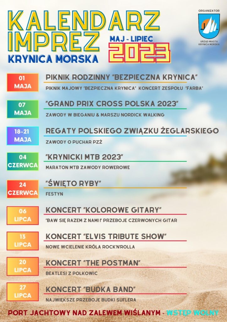 Krynica Morska. Kalendarz imprez na sezon 2023.