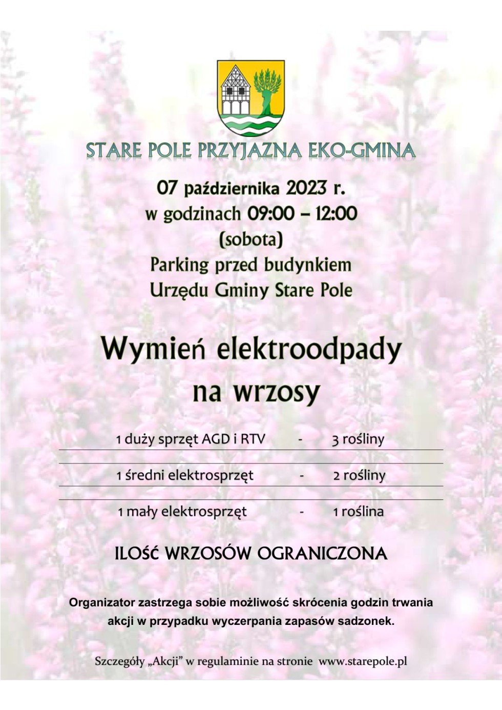 Gmina Stare Pole. Wkrótce akcja wymień elektroodpady na wrzosy.