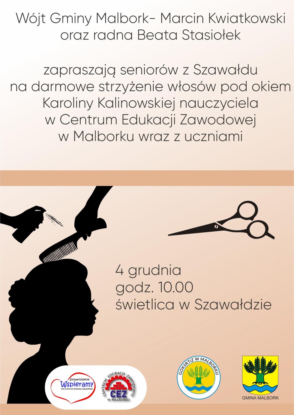 Gmina Malbork. Bezpłatnie strzyżenie seniorów – w poniedziałek w Szawałdzie.