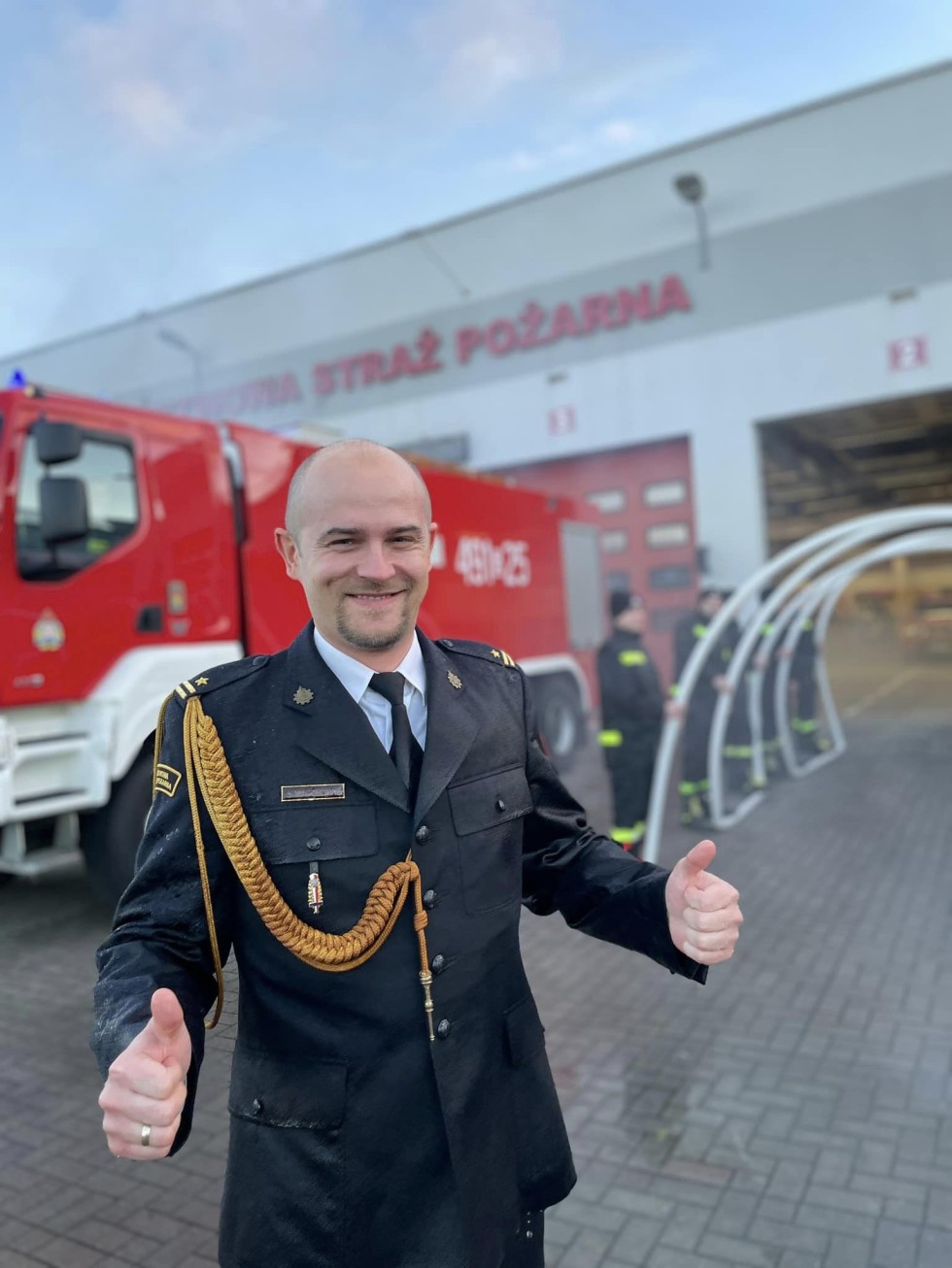 Nowy Dwór Gdański. Pożegnanie Dowódcy JRG mł. bryg. Adama Mieczkowskiego.