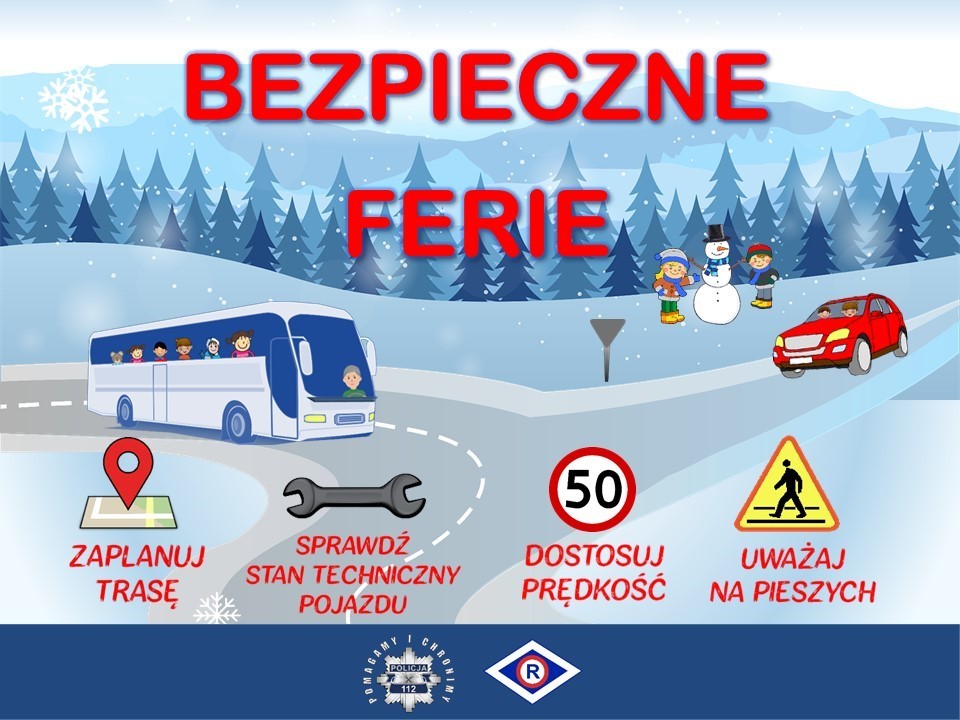 Malbork. Jak bezpiecznie spędzić ferie? Policjanci podpowiadają kilka zasad.