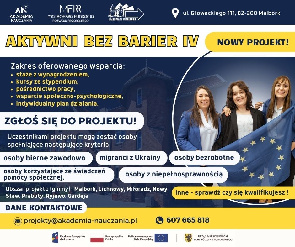 Aktywni bez Barier – ruszył nowy projekt Akademii Nauczania w Malborku.