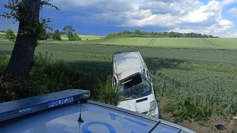 Powiat sztumski. Kierowca w szpitalu po uderzeniu busa w drzewo.