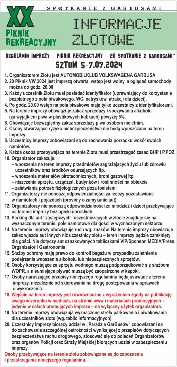 W ten weekend 20. spotkanie z garbusami w Sztumie.