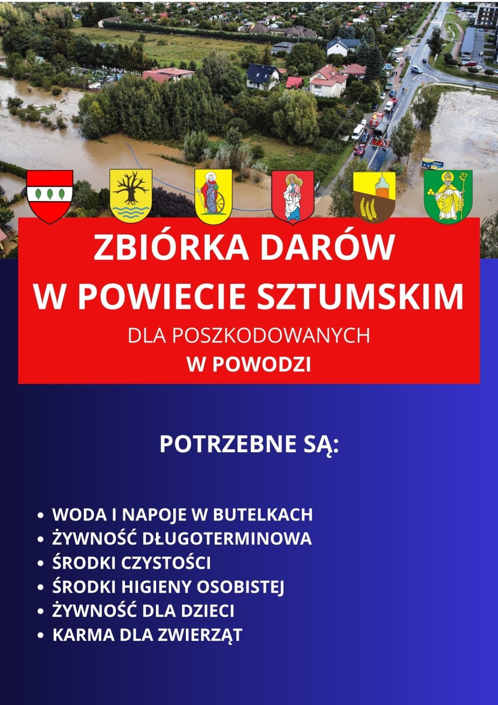 Powiat Sztumski dla powodzian – sprawdź, gdzie są punkty zbiórek.