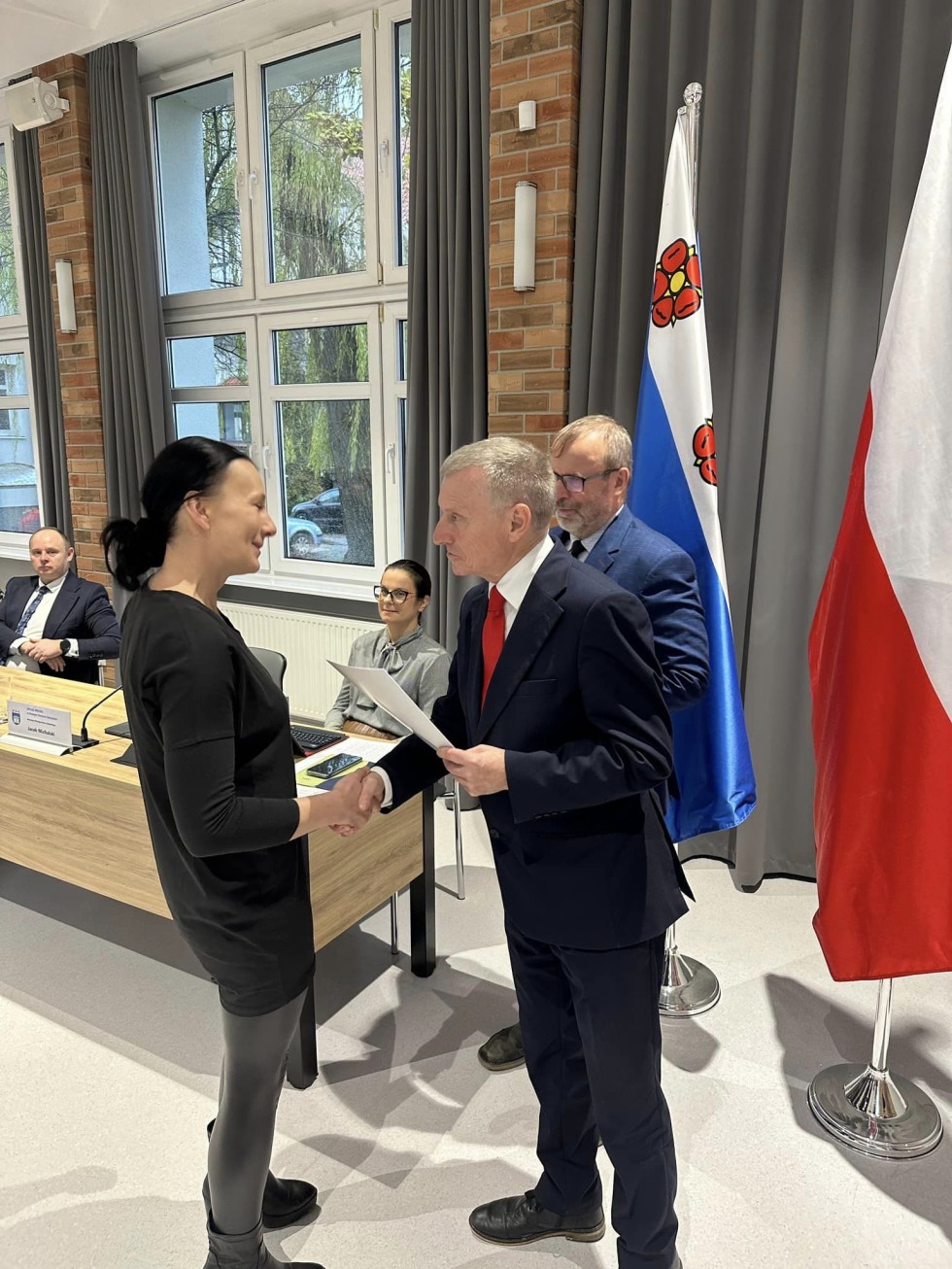 Wręczenie zaświadczeń dla nowych sołtysów Gminy Nowy Dwór Gdański.