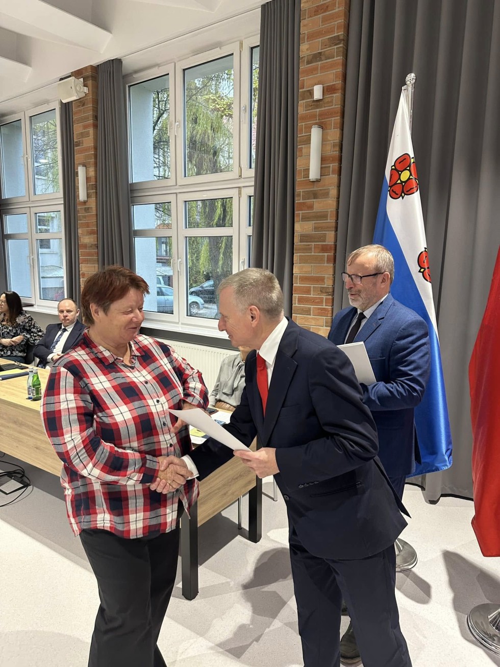 Wręczenie zaświadczeń dla nowych sołtysów Gminy Nowy Dwór Gdański.