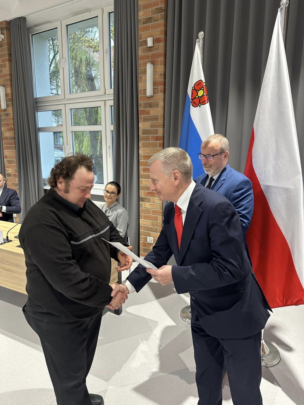 Wręczenie zaświadczeń dla nowych sołtysów Gminy Nowy Dwór Gdański.