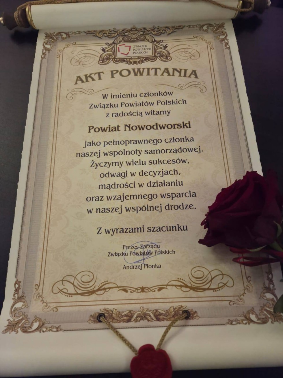 Powiat Nowodworski oficjalnie w Związku Powiatów Polskich.