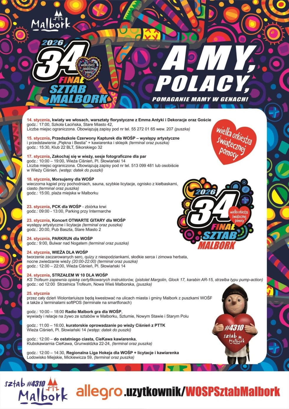 WOŚP w Malborku - pełen program wydarzeń 34. Finału.