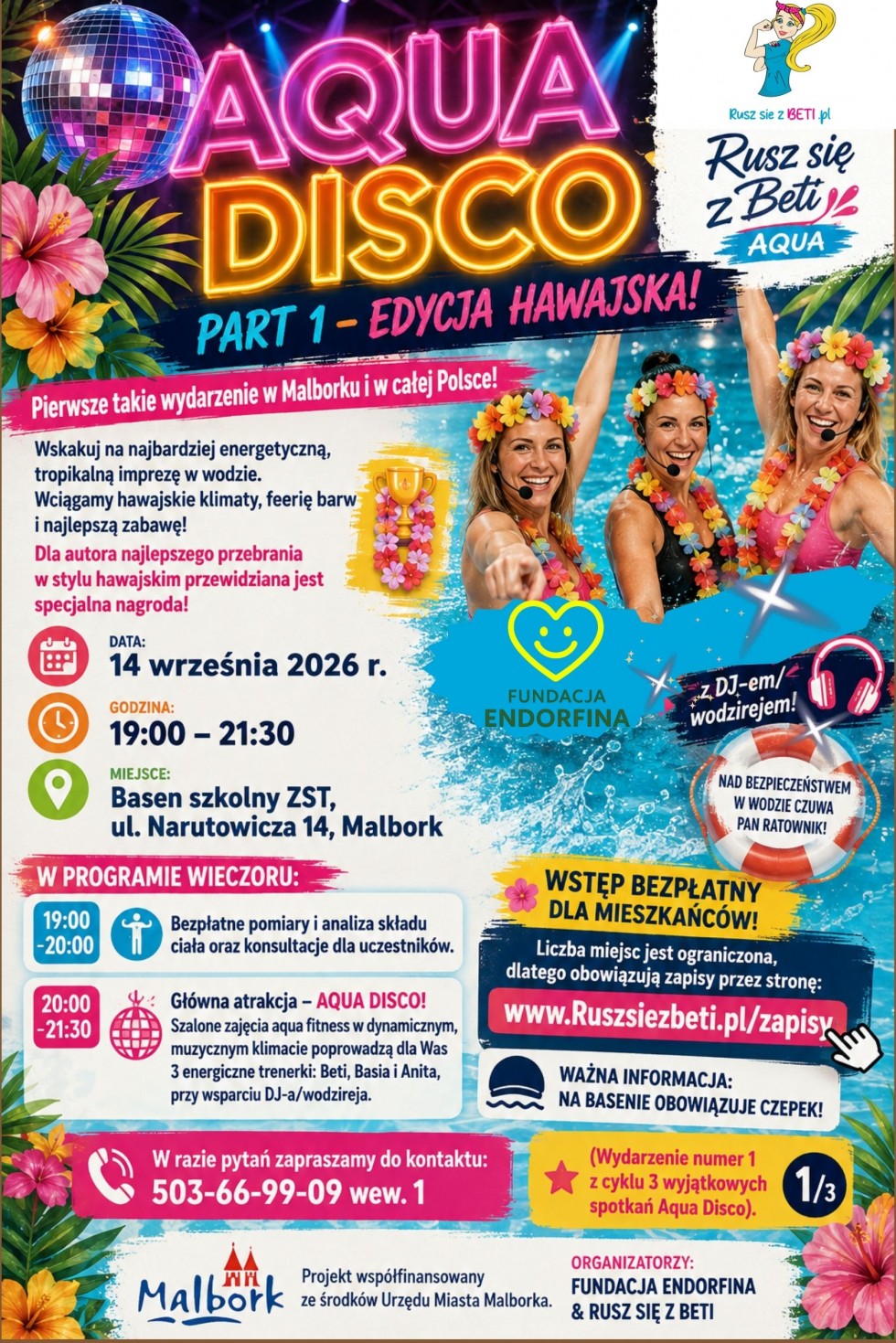 AQUA DISCO w Malborku! Hawajska impreza w wodzie połączona z pomocą potrzebującym