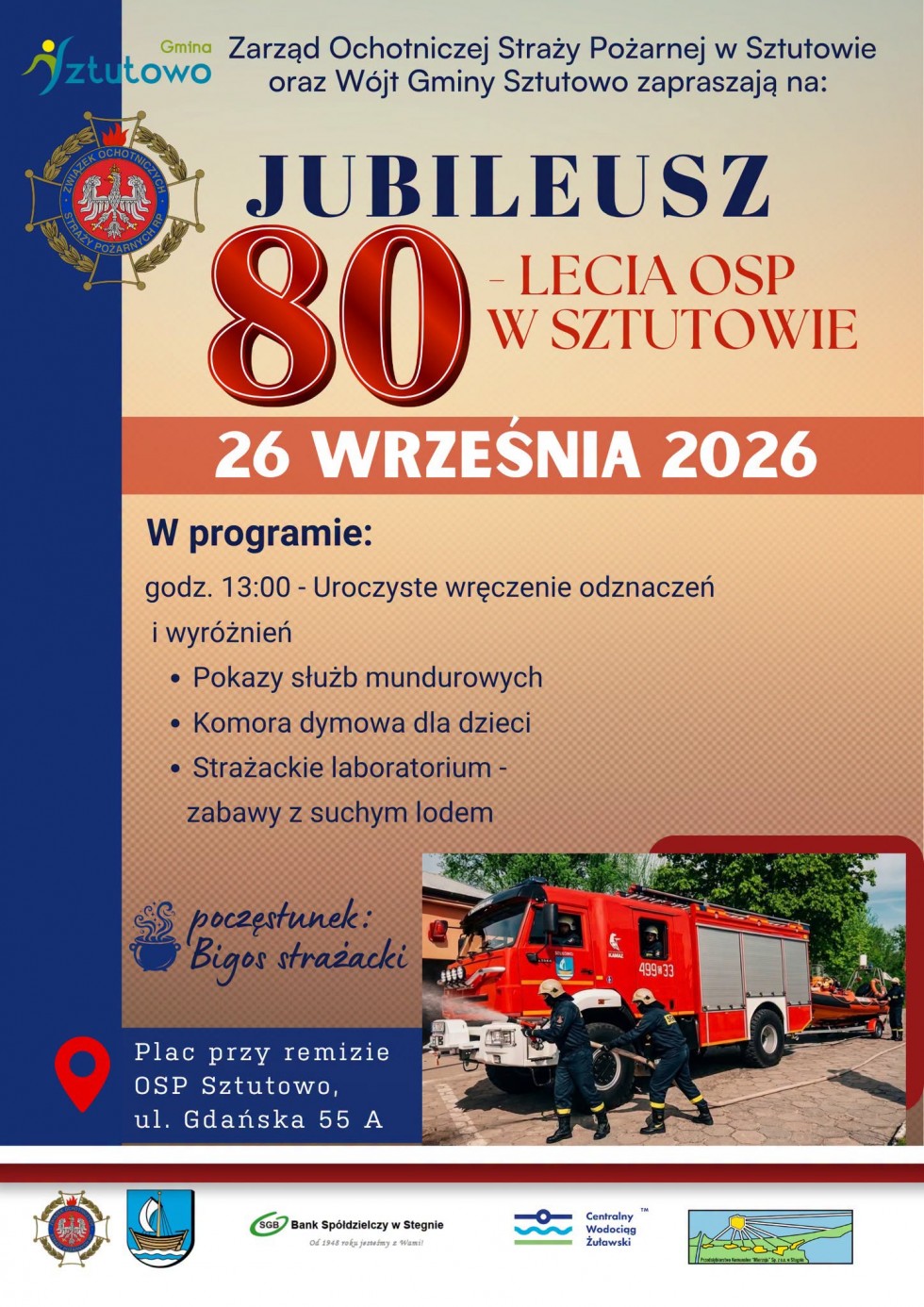 80. lat OSP Sztutowo! Strażacy zapraszają mieszkańców na wyjątkowy jubileusz