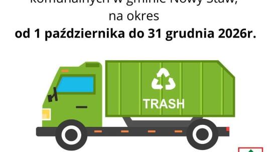 Okresowy harmonogram wywozu odpadów komunalnych w Gminie Nowy Staw na 2026 rok.