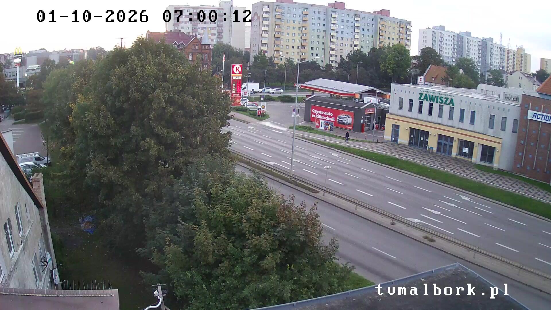 Podgląd: Malbork Al. Rodła / Mickiewicza - widok LIVE HD aktualna pogoda i ruch na DK 22. Kamery w Malborku.