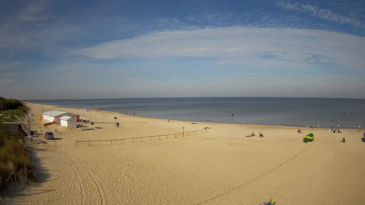 Podgląd: Jantar Plaża wejście nr 79A - 80 kamera on line. Port Rybacki. Aktualna pogoda na plaży w Jantarze. Morze Bałtyckie 