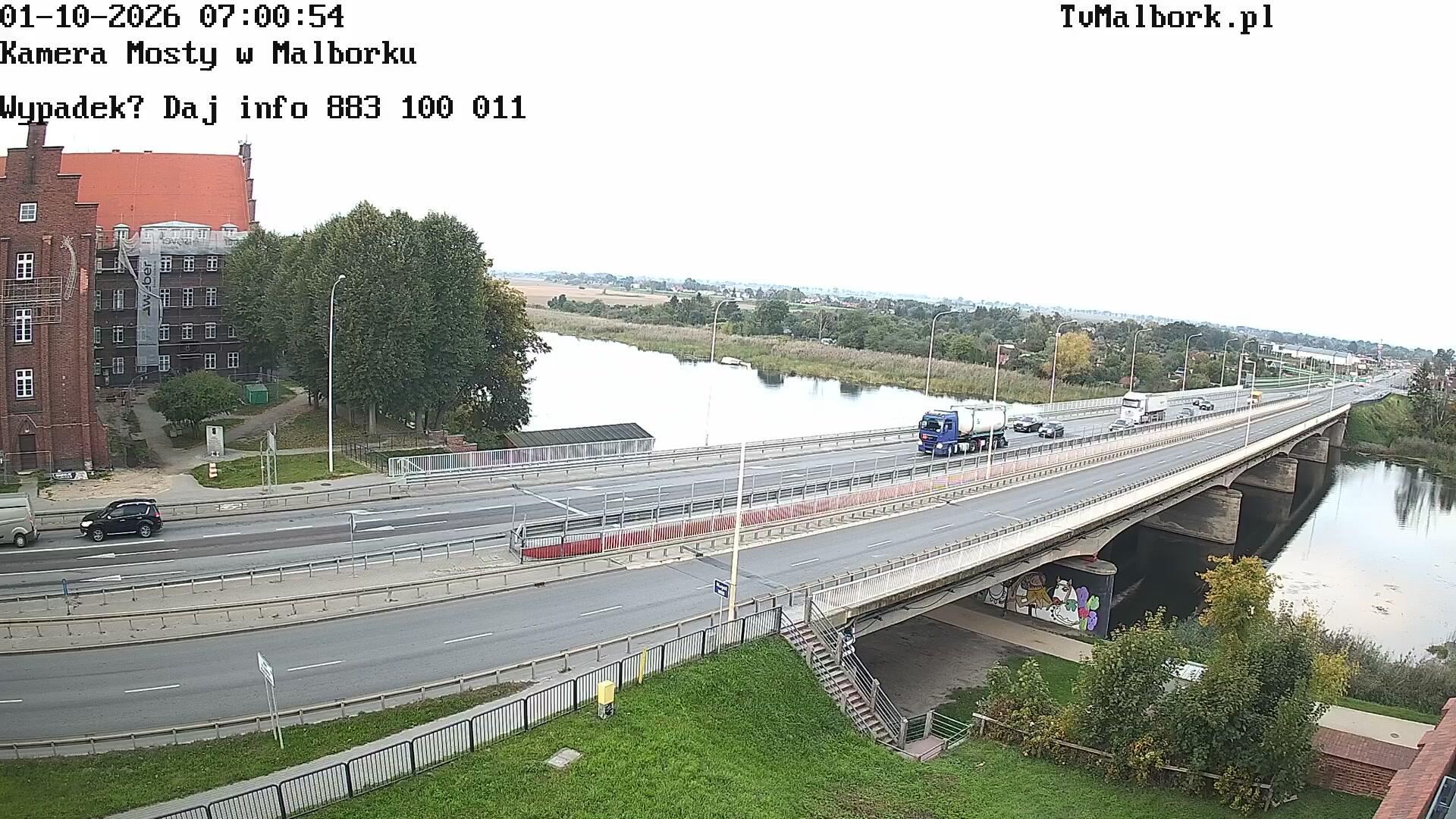 Podgląd: Malbork, Rzeka Nogat, Stary Most. Kamera na żywo z siedziby Mainsoft. Oglądaj Malbork LIVE