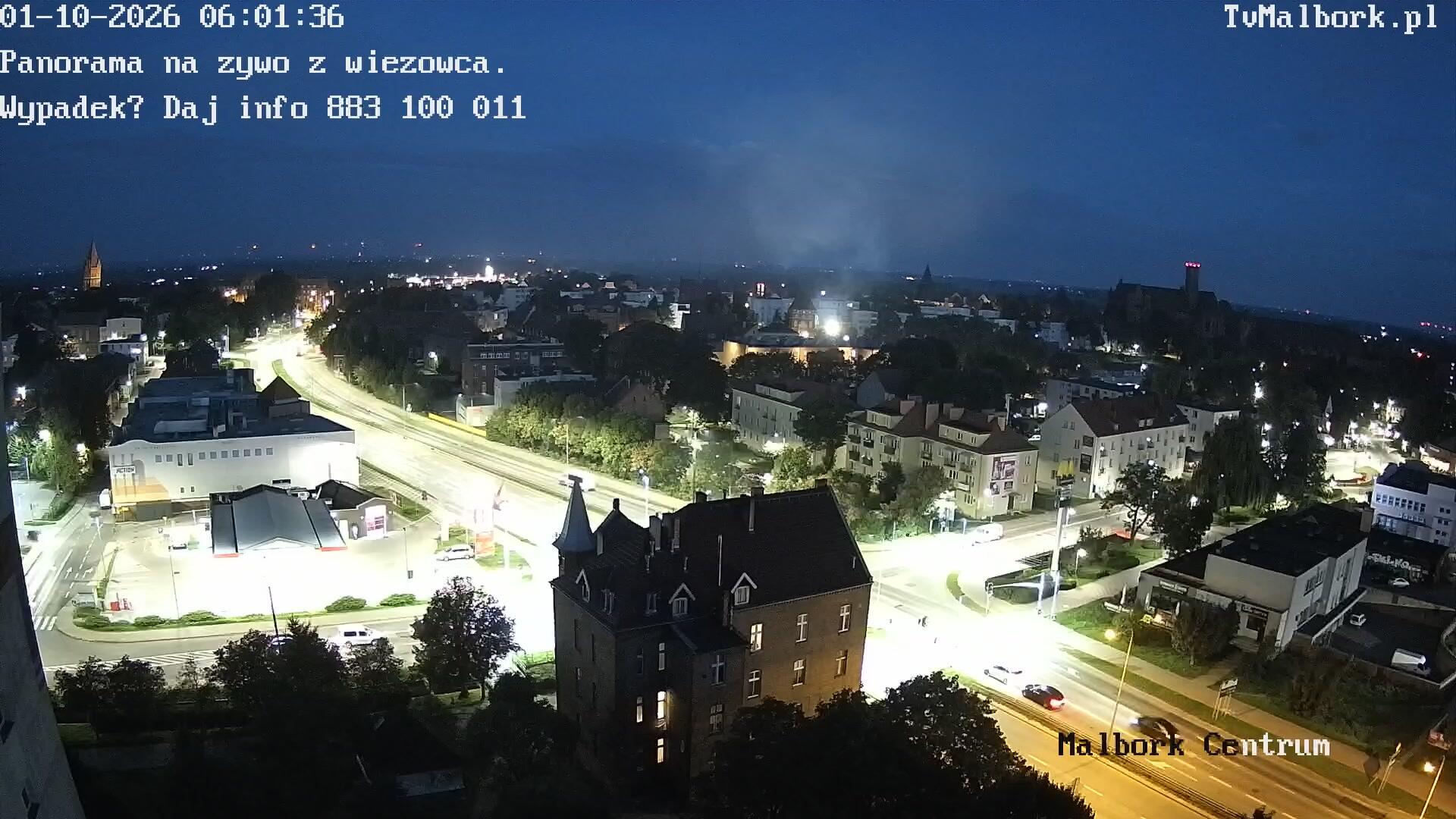Podgląd: Malbork. Panorama na żywo z wieżowca. Kamery on-line 24/7 - TV Malbork