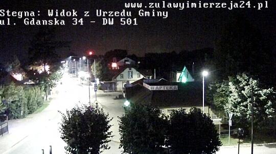 Podgląd: Stegna: Widok z Urzędu Gminy, ul. Gdańska 34 - Droga Wojewódzka nr 501 - Pogoda w Stegnie - Plaża na żywo. Gmina Stegna