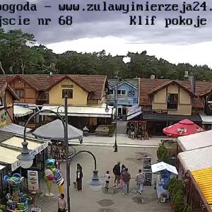 Stegna aktualna pogoda, widok na Centrum Usług Przyplażowych. Klif pokoje przy plaży - Wejście nr 68 